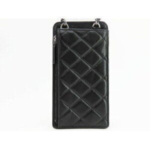 Chanel Wallet Black Coco Mark Case Chain Phone Pouch Matelasse Clutch